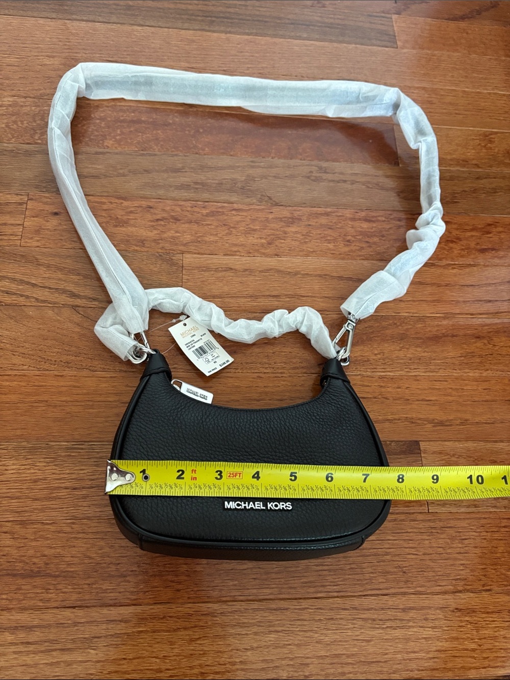 NWT Michael Kors Mini Zip Black Leather Pouchette Purse Bag - Picture 5 of 9